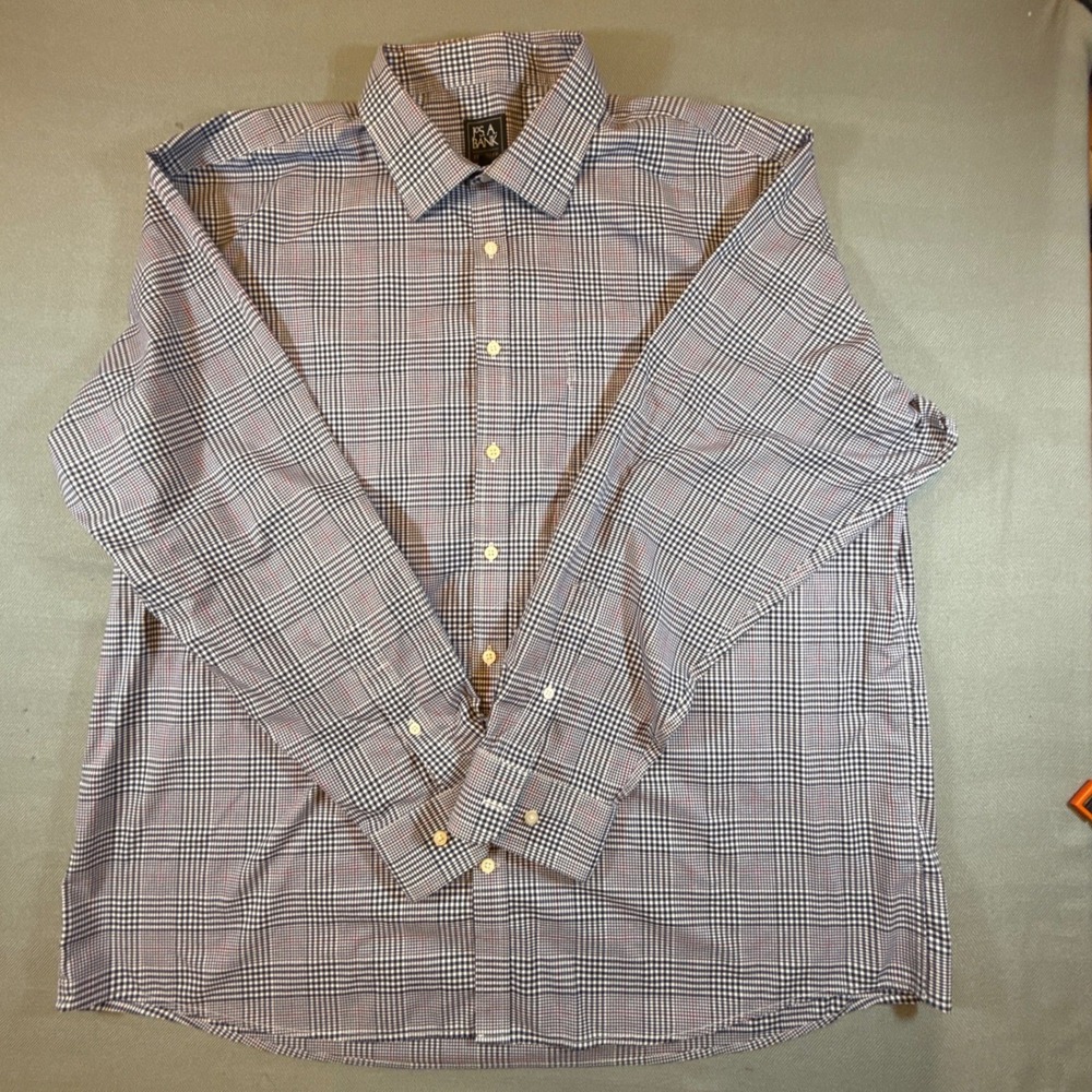 Jos A Bank Traveler Shirt Men XXL Traditional Fit Cotton Long Sleeve Blue 2124